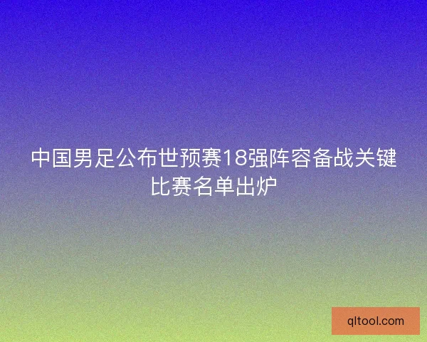 中国男足公布世预赛18强阵容备战关键比赛名单出炉